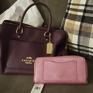 Purple coach purse and rose wallet